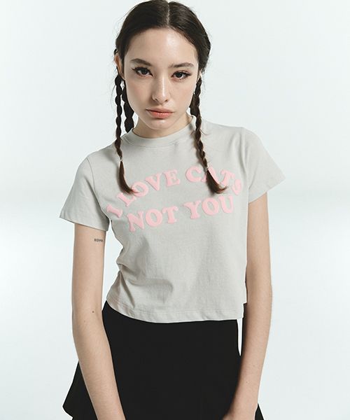 ◆ITZAVIBE◆ LIGHT GREY MATCHS COLOR LOVE CAT TSHIRTS IBB22 MUSINSA | ITZAVIBE [IBB22UT11LG] LIGHT GREY MATCHS COLOR