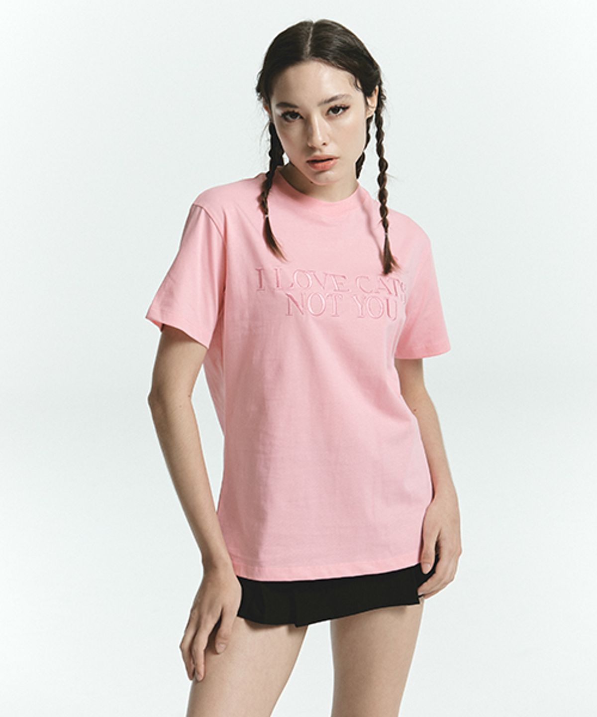 잇자바이브(ITZAVIBE) [IBB22WT03PK] I LOVE CAT NOT YOU WOMEN FIT T-SHIRTS PINK