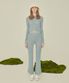KNIT BOOTCUT PANTS_Windy blue