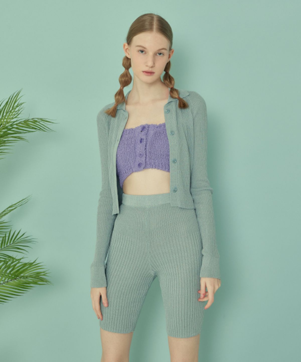 꾸아페(QUAFE) KNIT BIKER PANTS_Windy blue