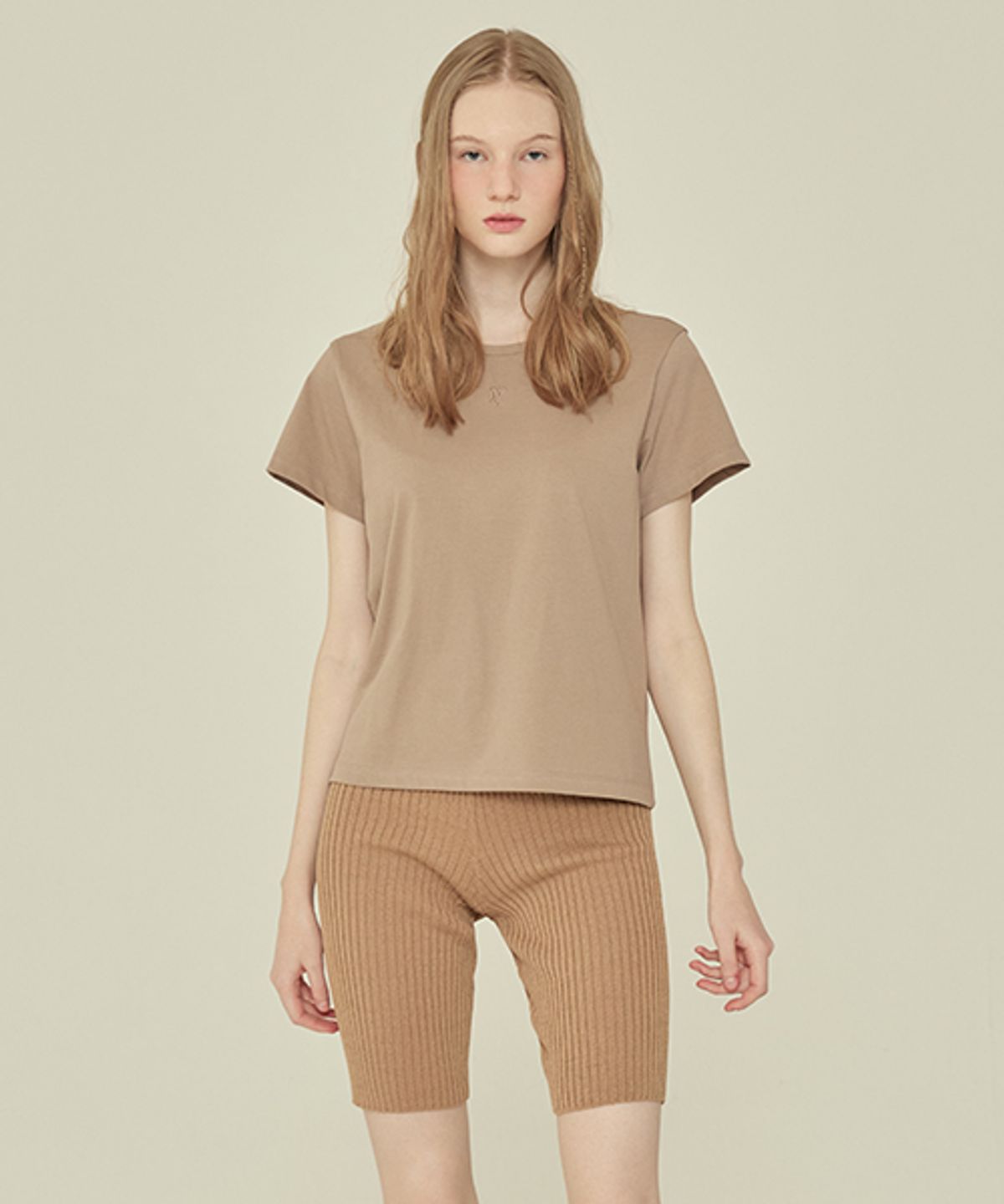 꾸아페(QUAFE) KNIT BIKER PANTS_Beige