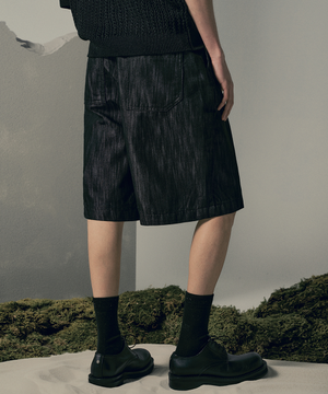 슬랍워싱 버뮤다 데님팬츠 (블랙)