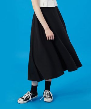 WOMEN 쿨링 냉장고 세미 플레어 미디 롱치마 [블랙] 롱스커트 ver.