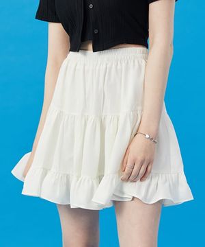 WOMEN 쿨링 냉장고 캉캉 플리츠 미니스커트 [화이트] 숏 치마 ver.