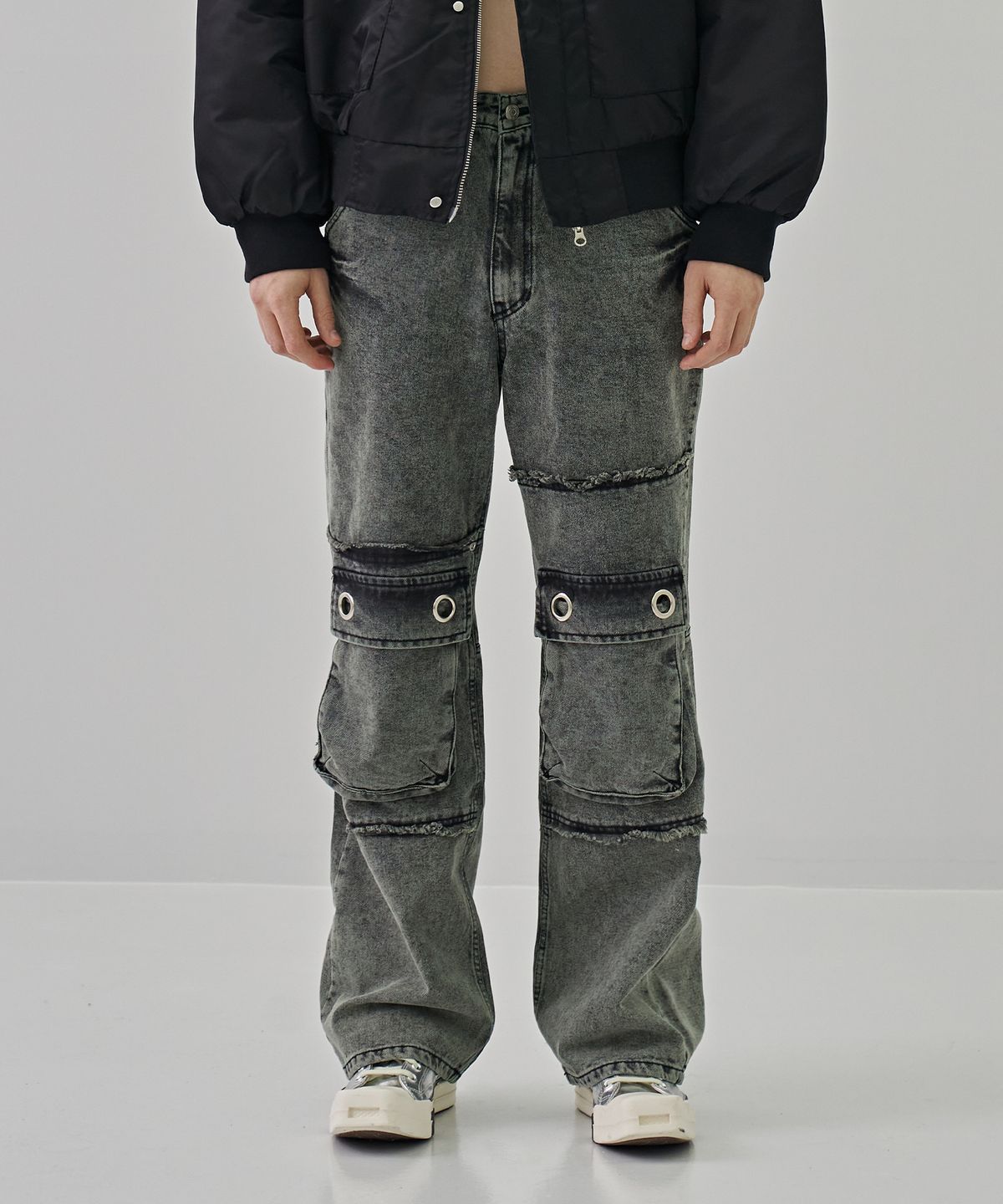 디메이든(DEMADEN) CIRCLE CARPENTER STONE WASHING DENIM PANTS GREEN