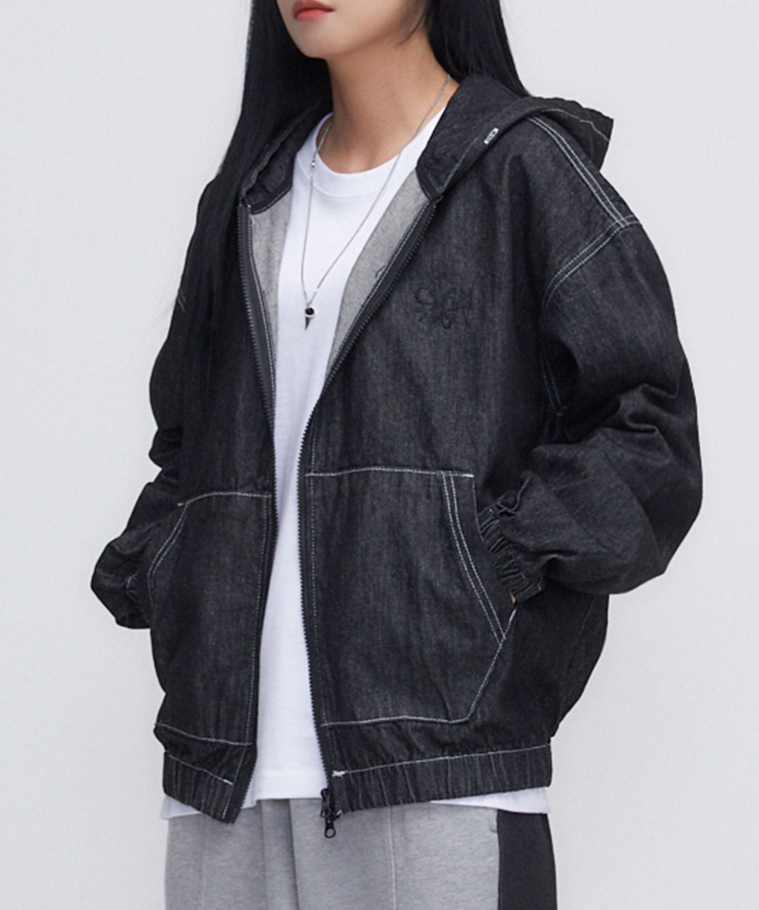 ◇SLOW RECORD HOUSE◇ Denim Washed Hoodie Black MUSINSA | SLOW RECORD HOUSE Denim Washed Hood_Black