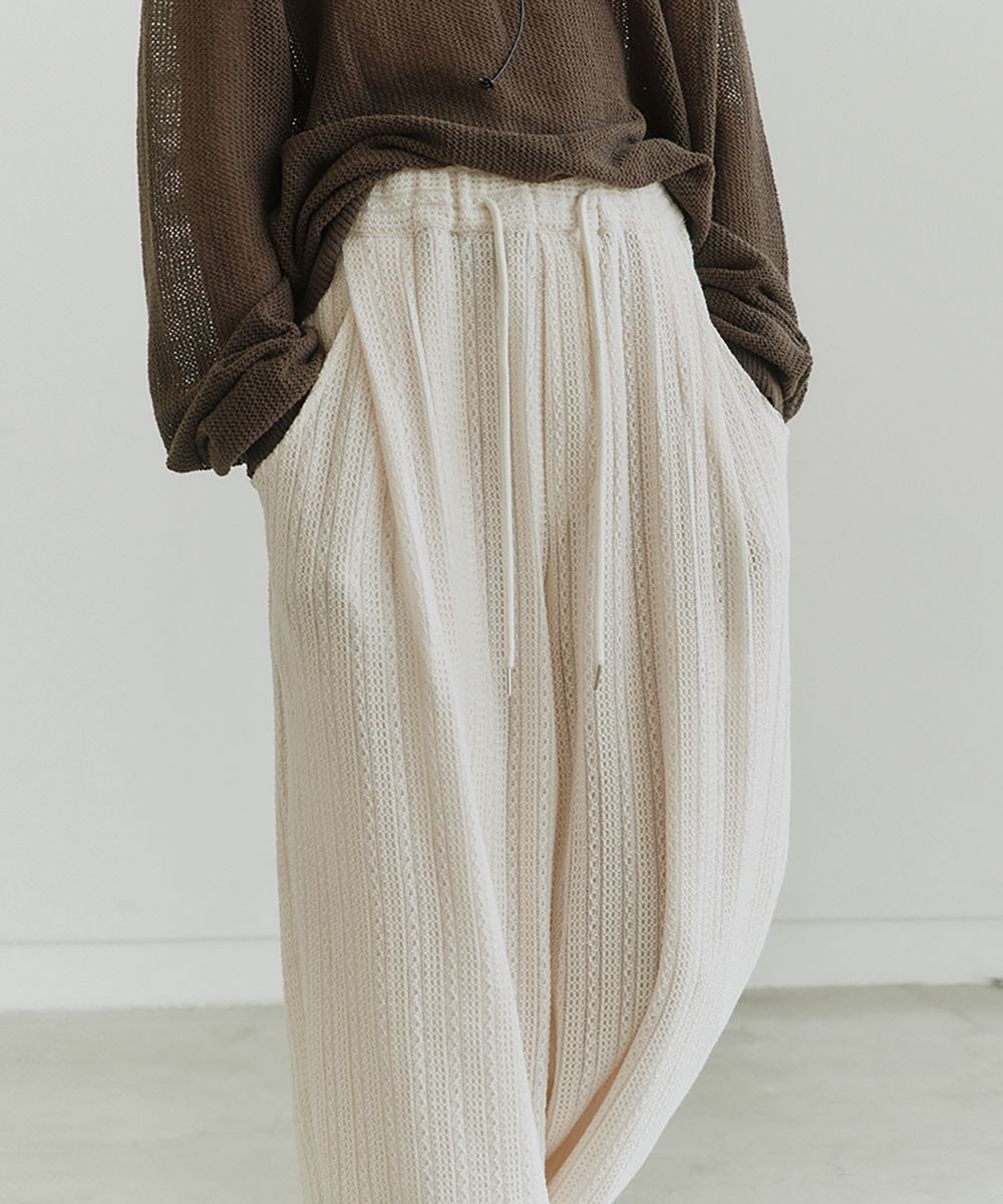 MUSINSA | NOIRER One-Tuck Wide Lace Pants (Ivory) 