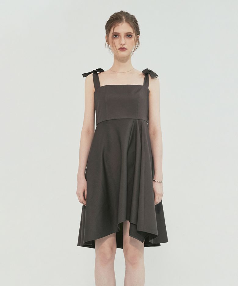 AL DRESS WITH CUTTING DRAPE DARK GREY