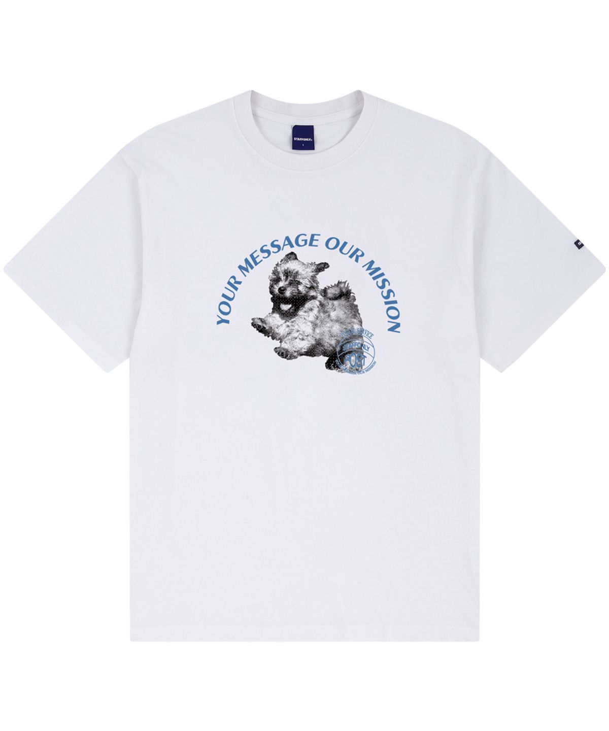스텝온리(STAFFONLY) PUPPY STAMP TEE (WHITE/SKY BLUE)