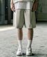 다이어그널 컷티드 숏팬츠 그레이베이지 SHSP6646