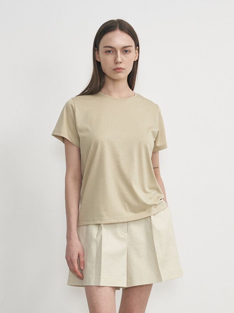 SILK BASIC TEE_OLIVE BEIGE