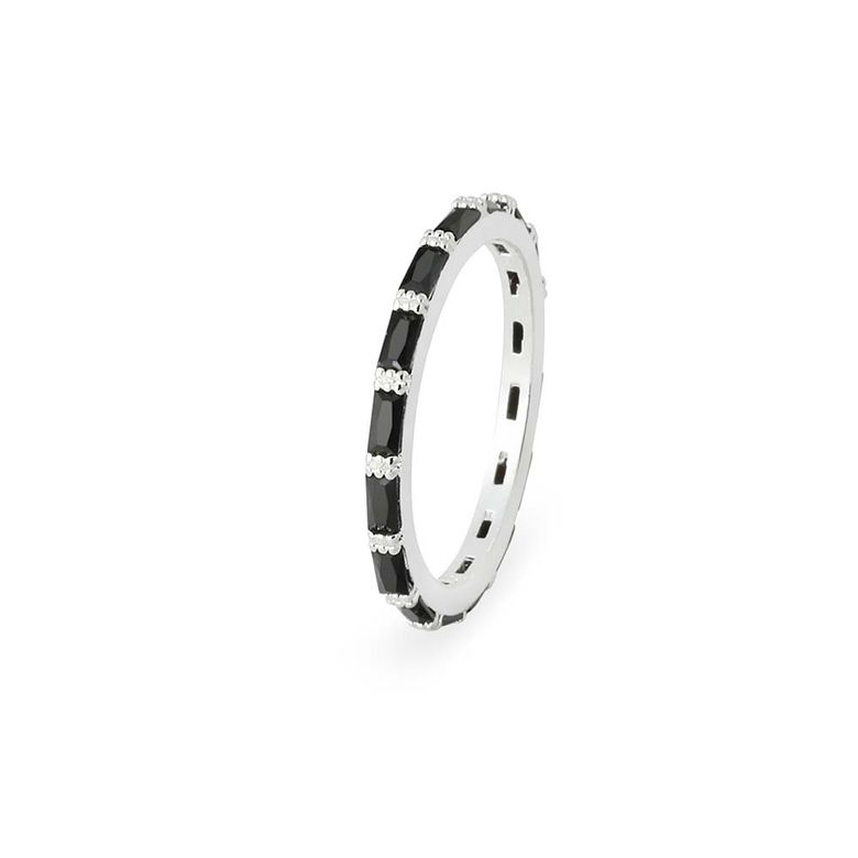 레인드랍 블랙 바게트 2MM 브릴리언트 이터니티 반지 [S925]