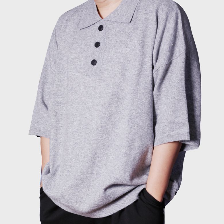balloon oversize cashlike half knit (grey)