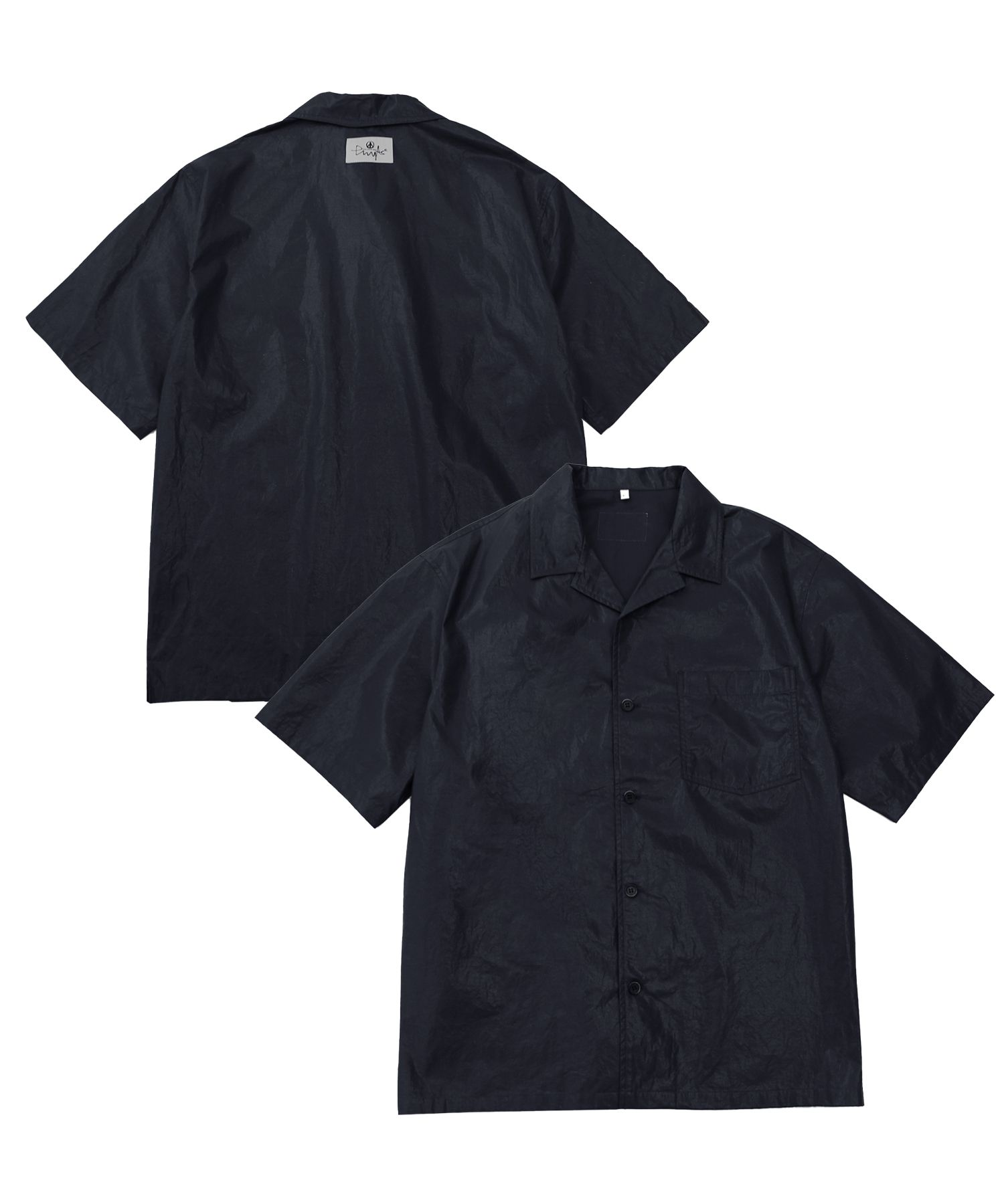 MUSINSA | PHYPS GLOSSY SHORT SHIRTS NAVY