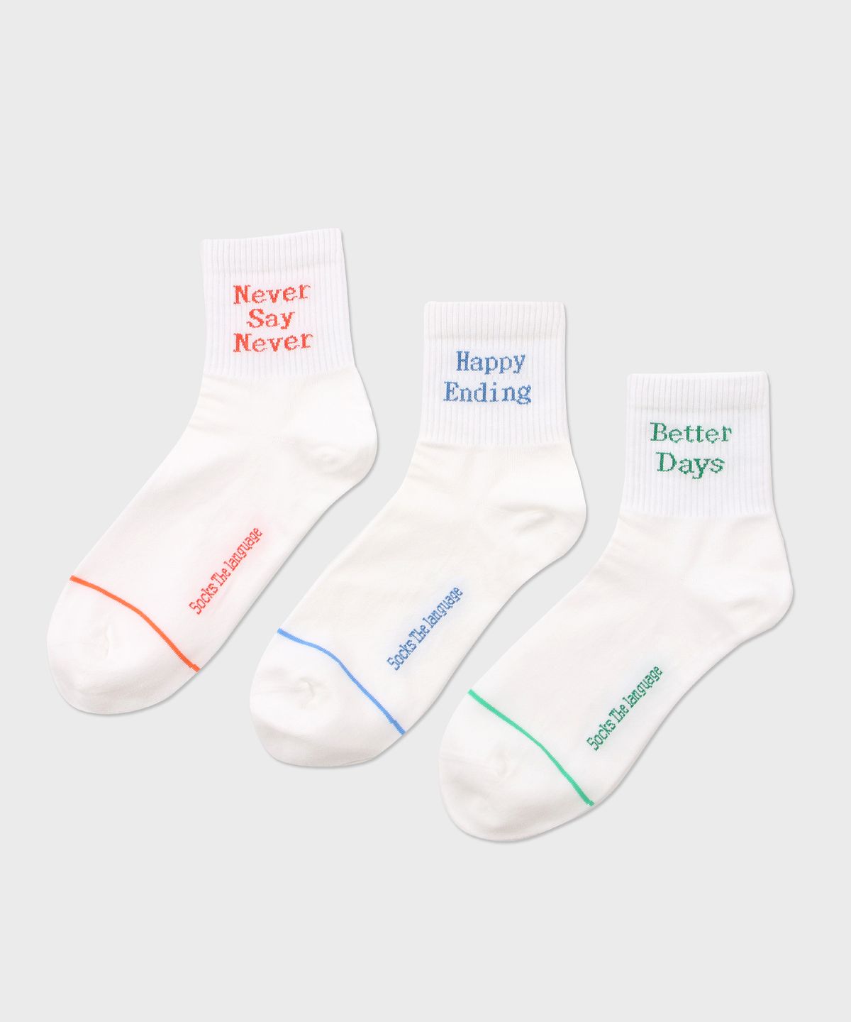 삭스더랭귀지(SOCKS THE LANGUAGE) and 해피엔딩! 밴드양말 3SET