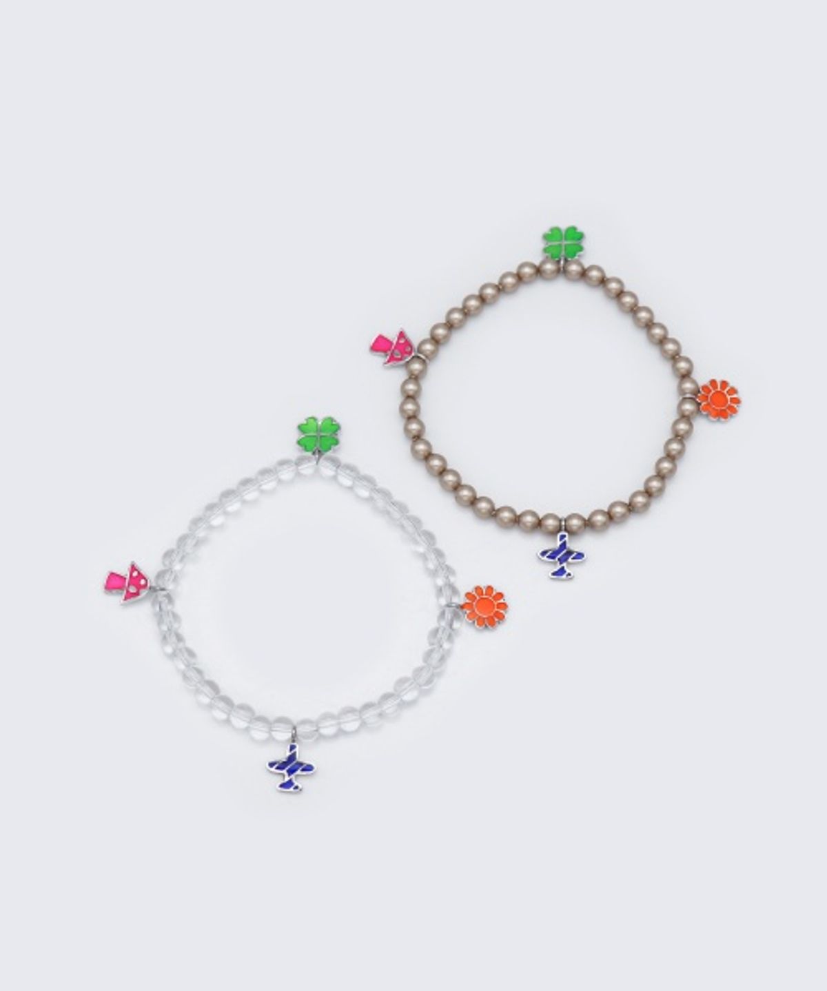 봉보(BONBEAU) Multiful enamel motive silver charms Bracelet 큐트 모티브 참 스와로브스키 인조수정 볼 팔찌