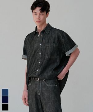 쿨링 데님 루즈 반팔 셔츠 - 3COL