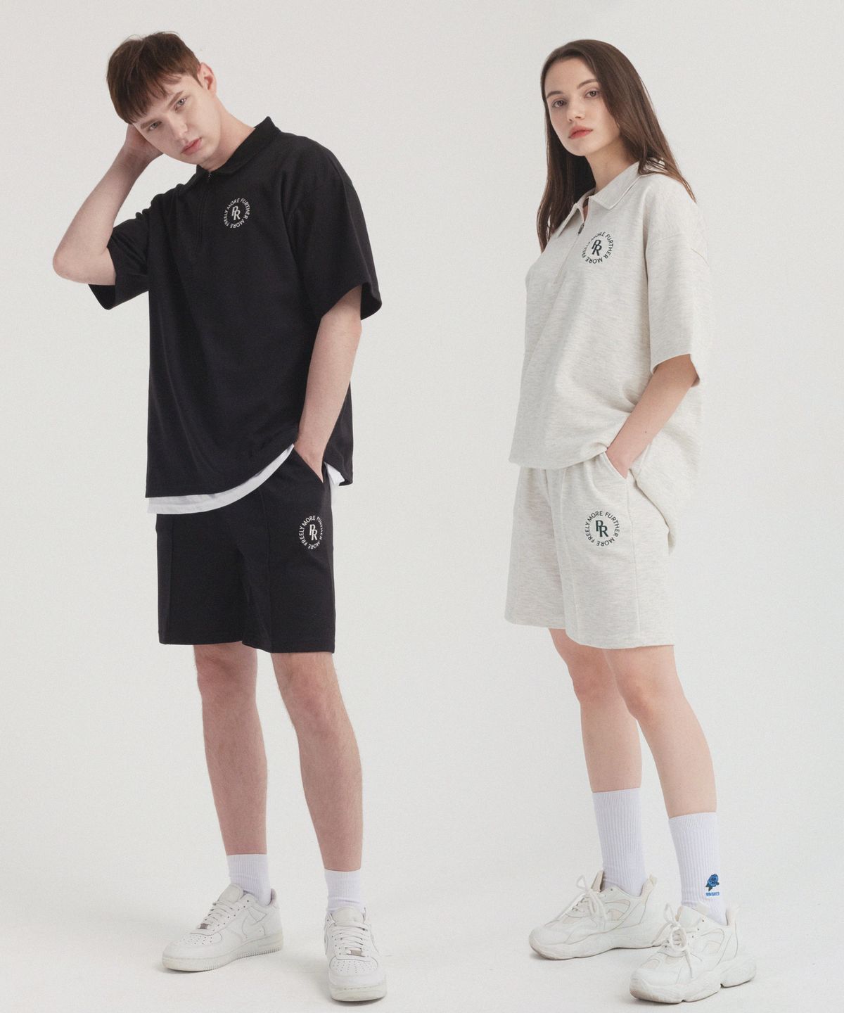 피아네르(PIANER) [SET] 서클 로고 카라 반팔&숏팬츠 셋업 (3color)