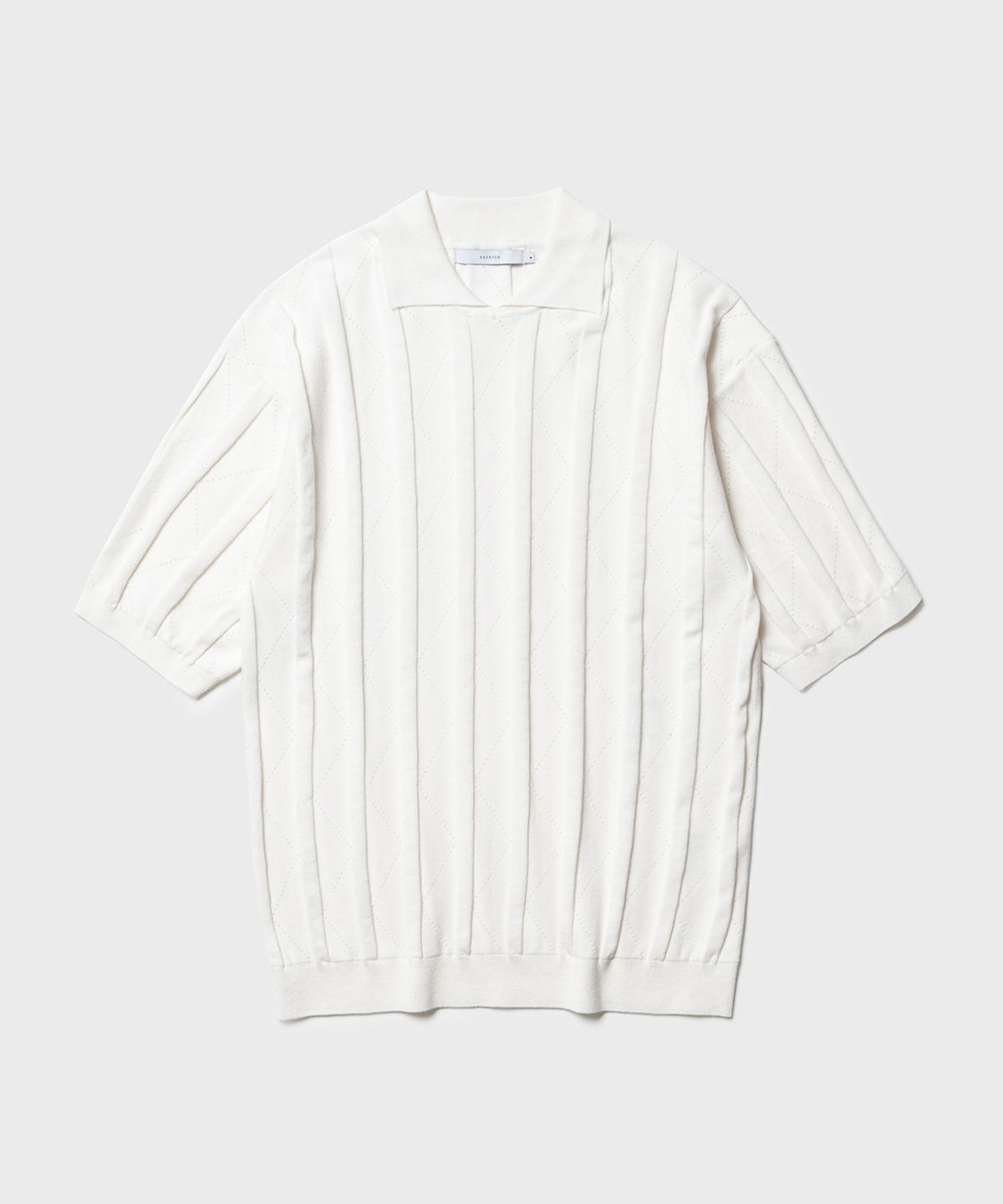 셔터(SHIRTER) FINE GUAGE RESORT COLLAR HALF KNIT (OFF WHITE)