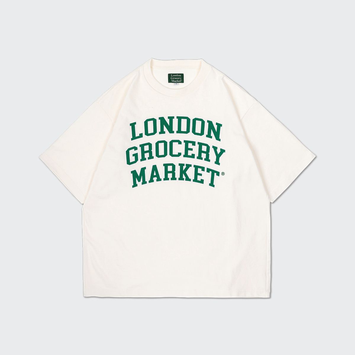 런던그로서리마켓(LONDON GROCERY MARKET) College Logo Heavyweight SS Tee (Natural)