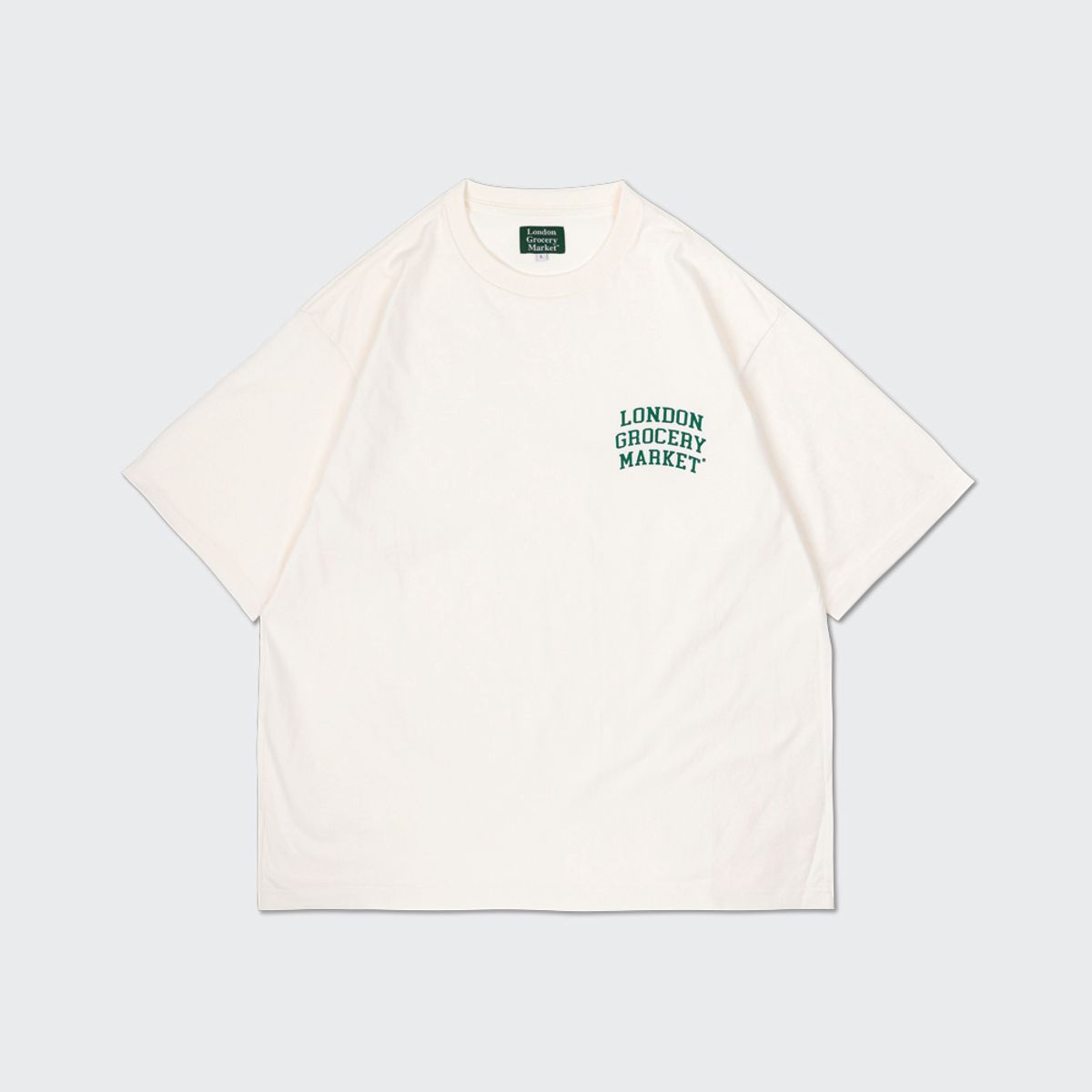 런던그로서리마켓(LONDON GROCERY MARKET) College Small Logo Heavyweight SS Tee (Natural)