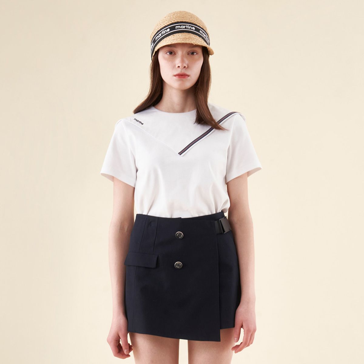 마틴골프(MARTINE GOLF) Raphia Wide Visor Cap_Light Beige