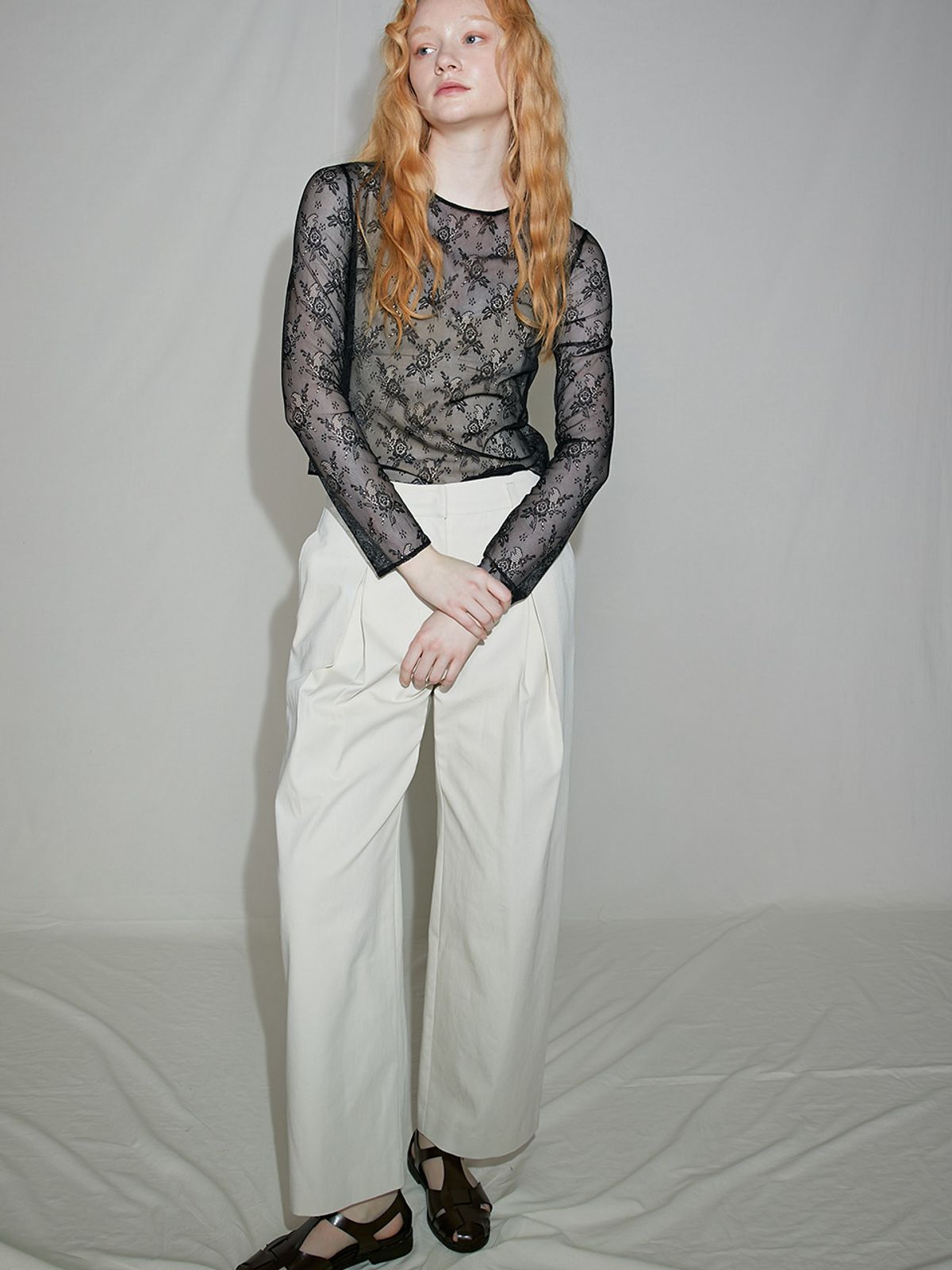 쏘리, 투 머치 러브(SORRY, TOO MUCH LOVE) Cici Lace Seethrough Top_Black