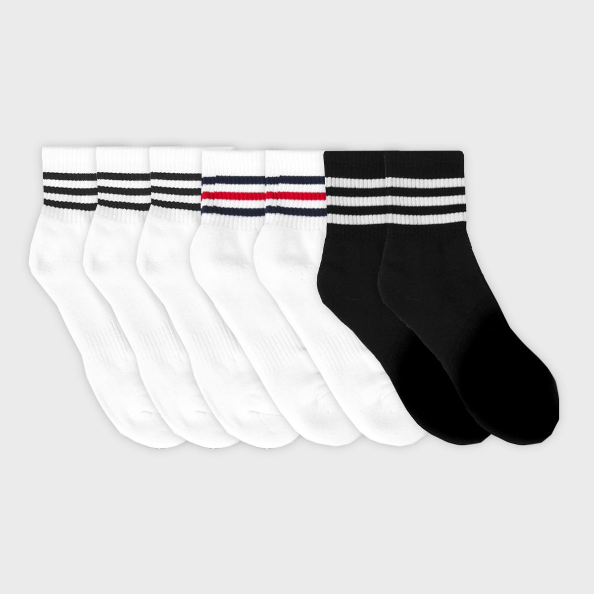 삭스에이(SOCKSA) [7PACK] 더블쿠션 156N  트리플 밴드 미들 삭스 3색상