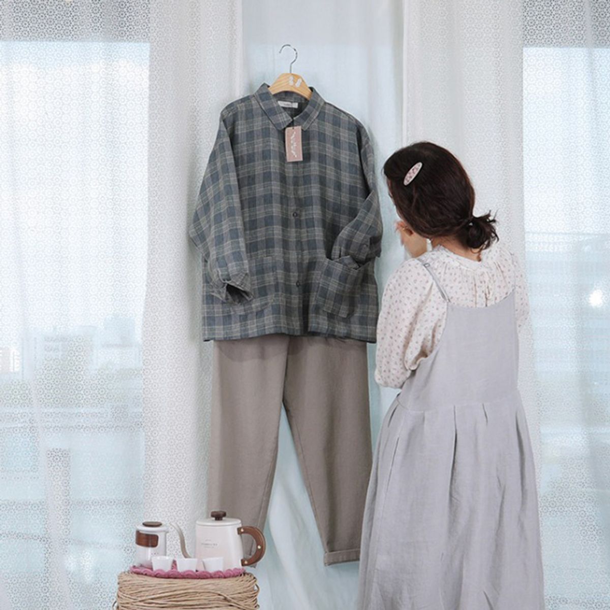 스타일바이미인(STYLEBYMIIN) 리나체크남방자켓