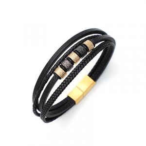 CRJ2028B-BKGD 링 써클 레이어드 가죽팔찌 남자팔찌