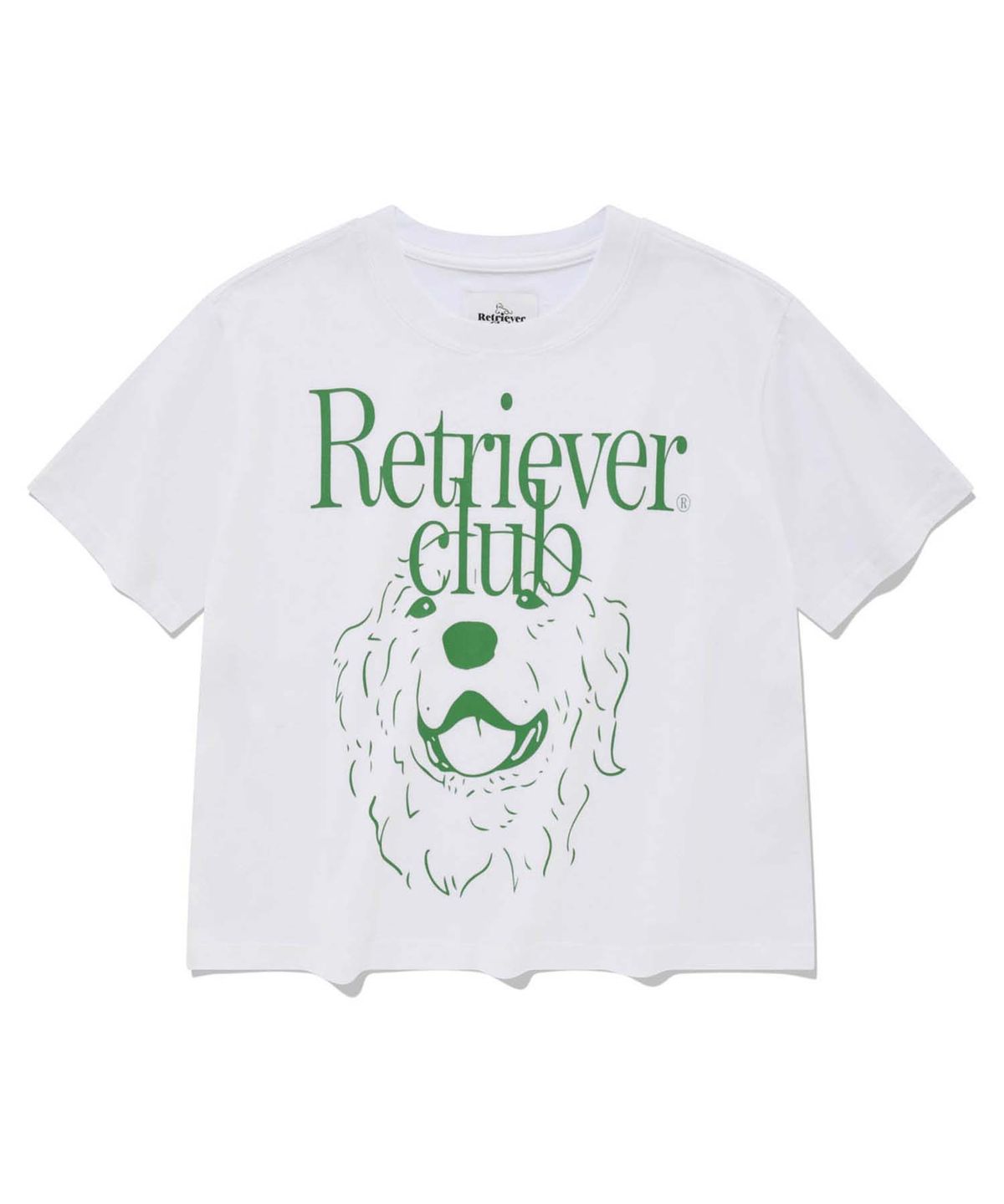 리트리버클럽(RETRIEVER CLUB) LAUGHING RETRIEVER CROP SHORT SLEEVE [WHITE/GREEN]