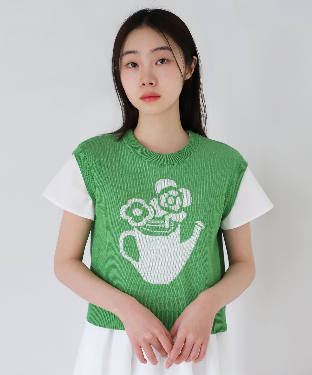 고코리(GOCORI) WATERING POT KNIT VEST - CELERY 니트조끼 니트베스트