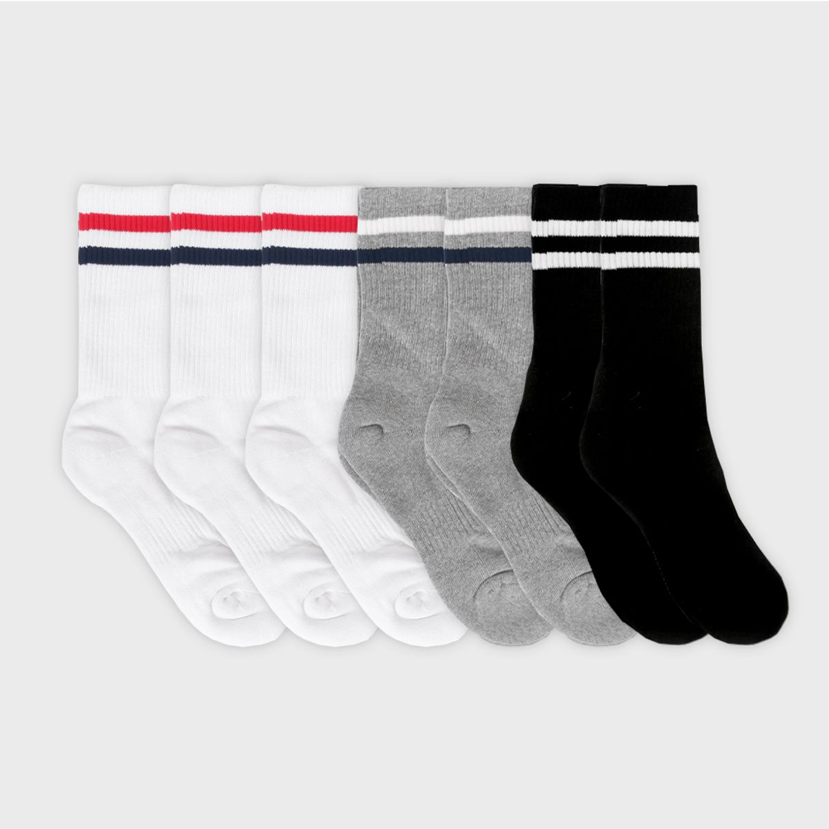 삭스에이(SOCKSA) [7PACK] 더블쿠션 156N 투밴드 크루 삭스 3색상