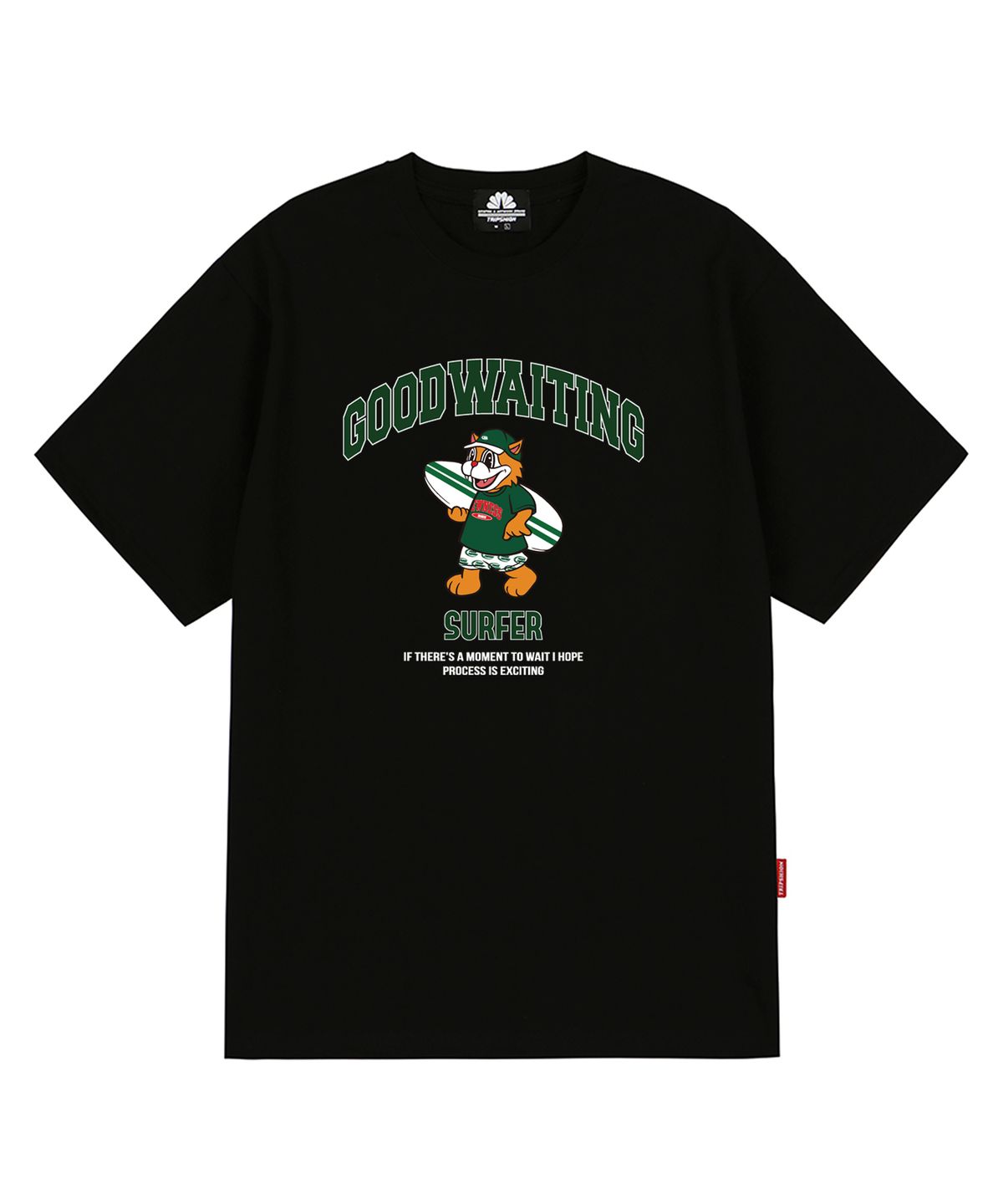 트립션(TRIPSHION) GREEN SUFFER BEAR GRAPHIC 티셔츠 - 블랙