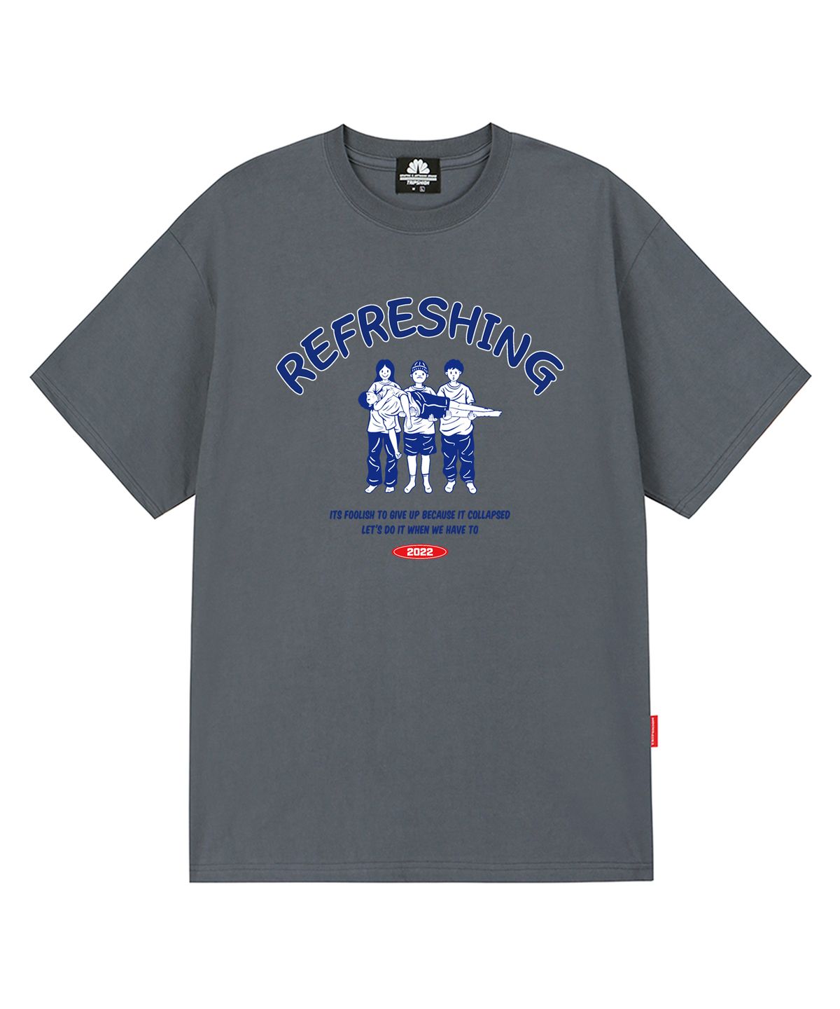 트립션(TRIPSHION) REFRESHING FRIENDS GRAPHIC 티셔츠 - 그레이