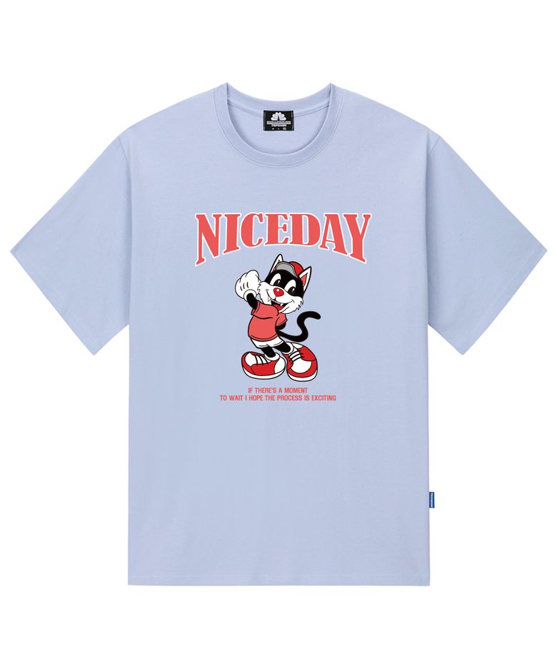 NICEDAY PINK CAT GRAPHIC 티셔츠 - 퍼플
