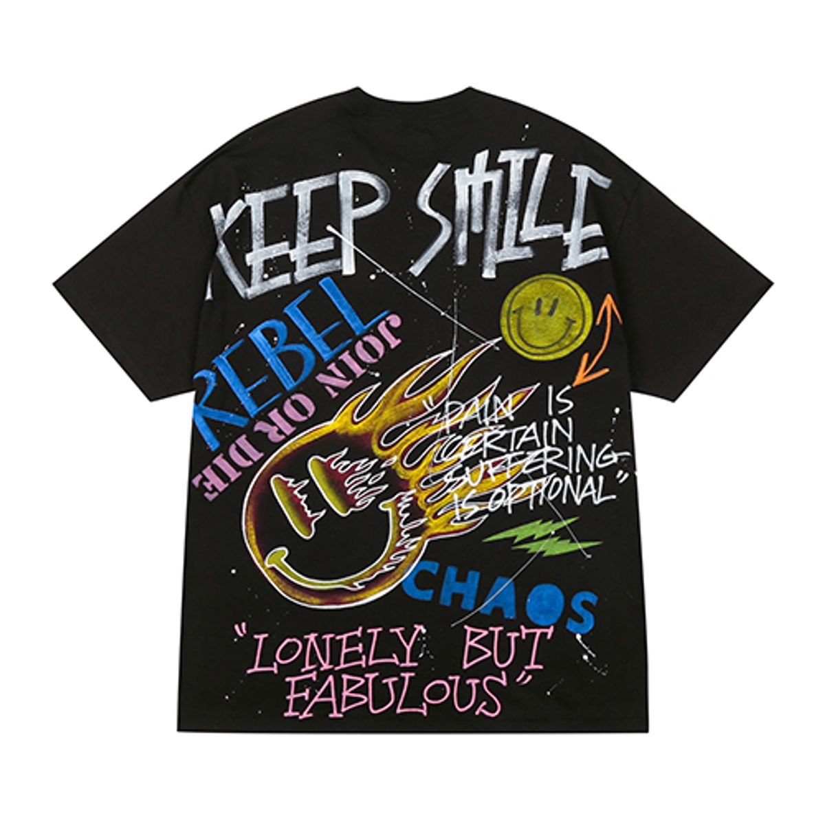 더 매드니스(THE MADNESS) HAND WORK KEEP SMILE T-SHIRTS_BK