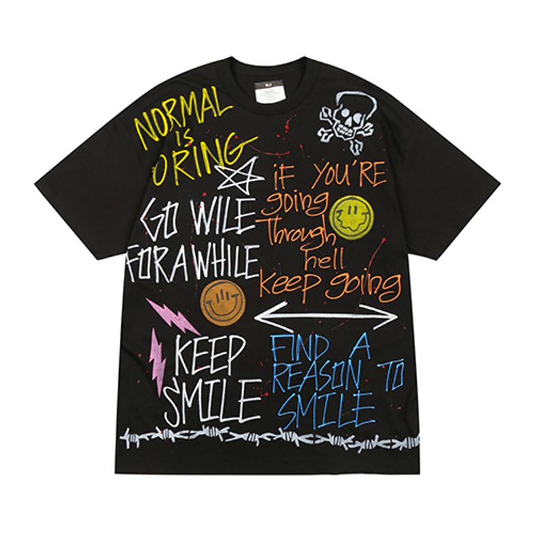 HAND WORK SHOUL SKULL T-SHIRTS_BK