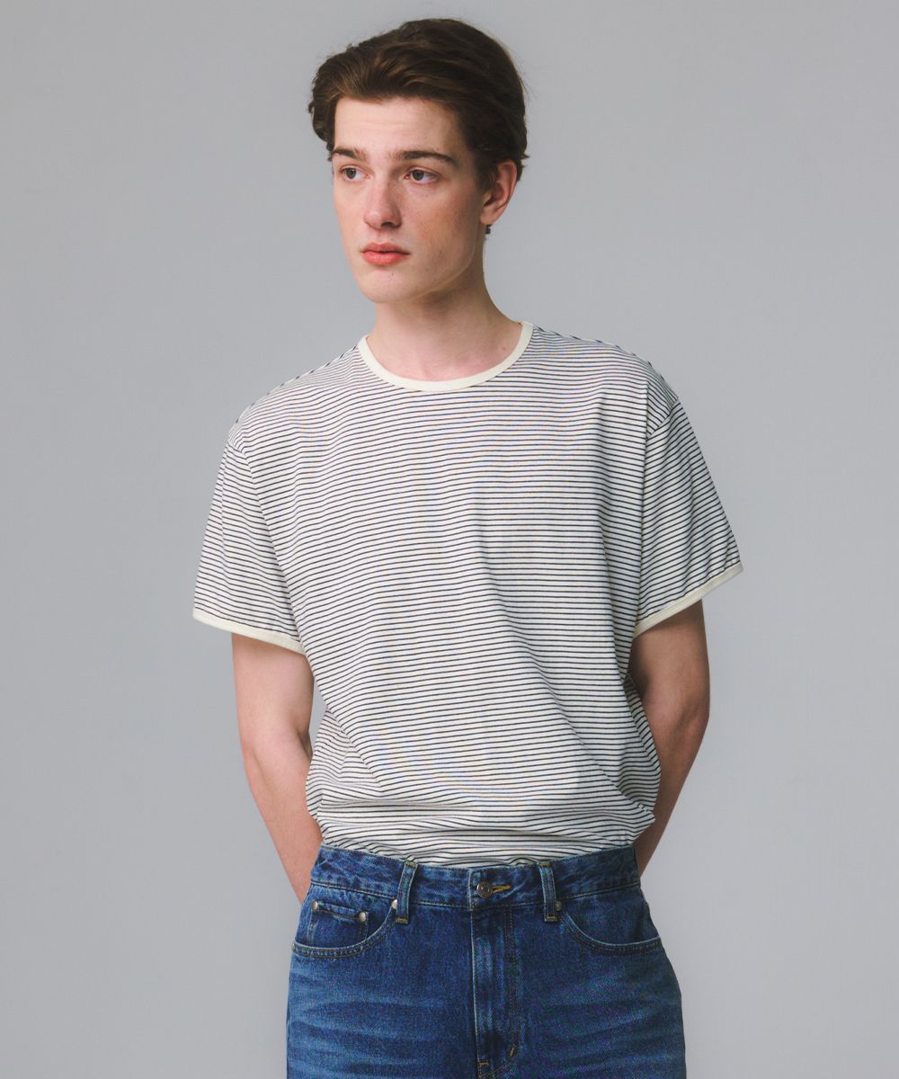 MUSINSA | MOONSUN UNISEX Marine Stripe Ringer T [Ivory]