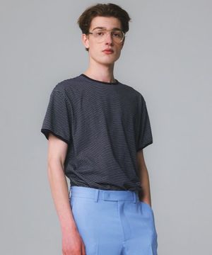 UNISEX, Marine Stripe Ringer T / Navy