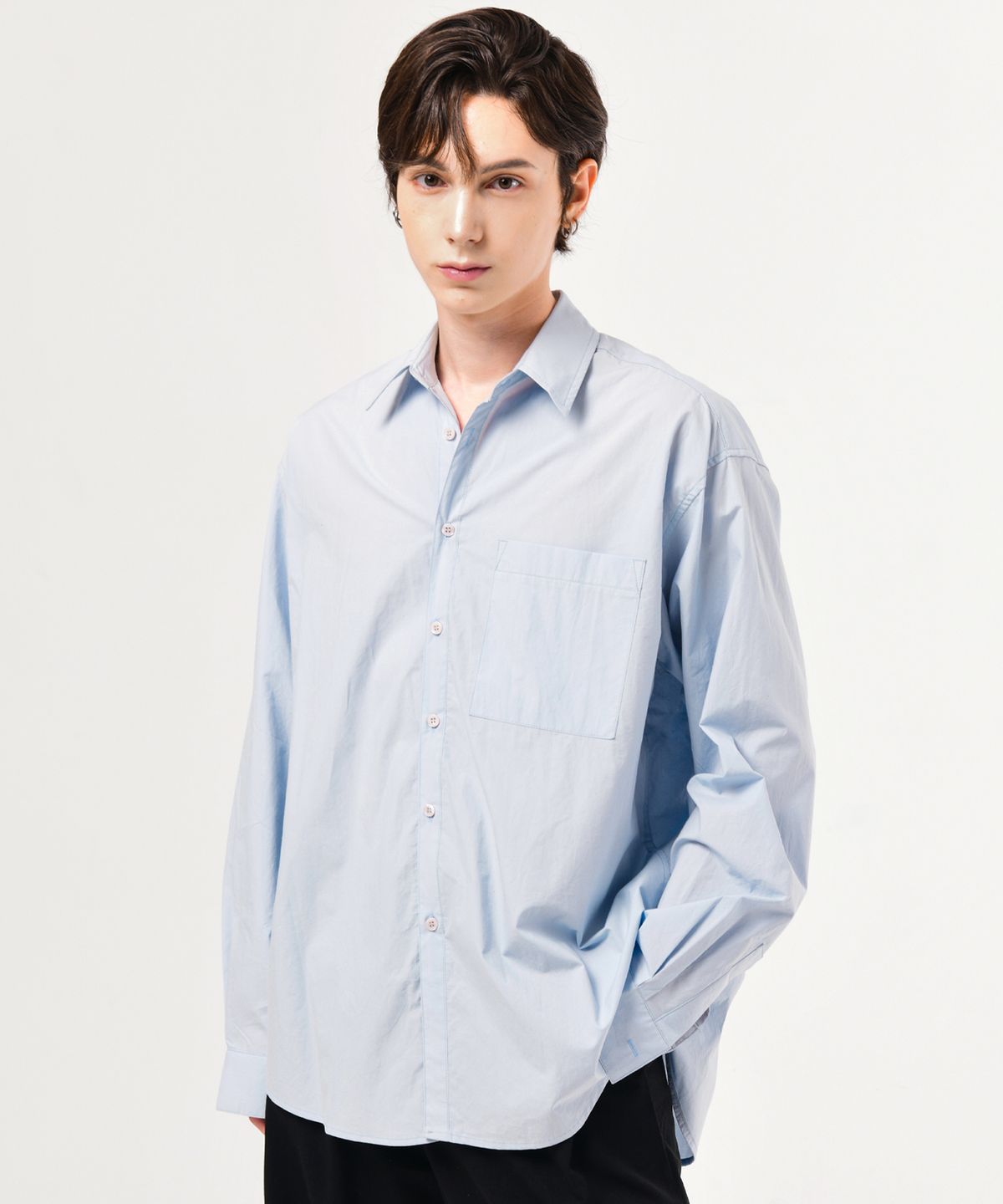 단하우스(DAAN HAUS) SKY BLUE Semi-Over Cotton Shirts