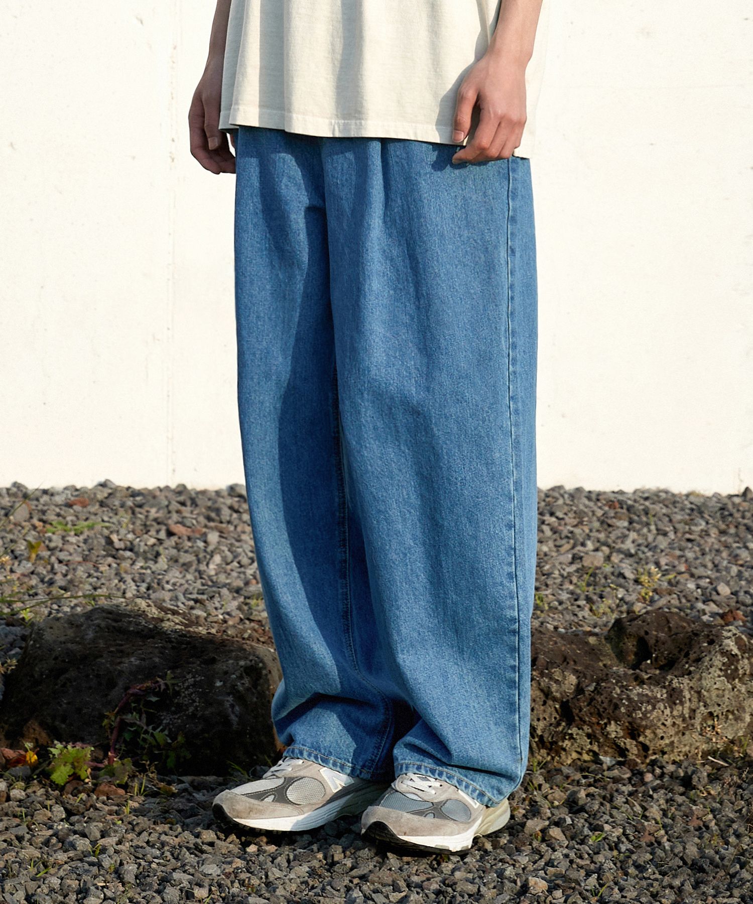 MUSINSA | MINIMALPROJECT Basic One Tuck Wide Denim Pants MDP109 [BLUE]