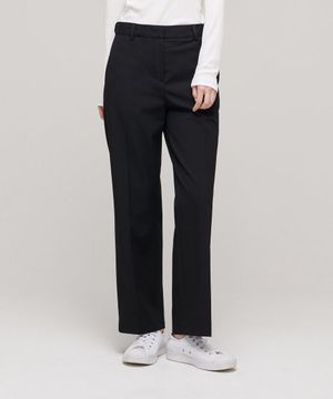 우먼즈 스트레이트 히든 밴딩 슬랙스 [블랙]