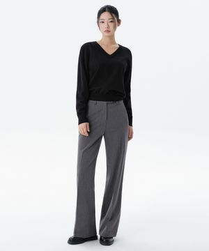 우먼즈 스트레이트 히든 밴딩 슬랙스 [미디엄 그레이]