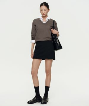 우먼즈 슬릿 미니 스코츠 [블랙]