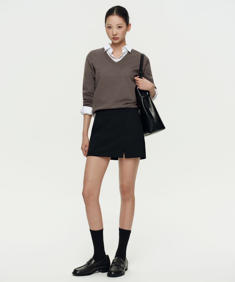 우먼즈 슬릿 미니 스코츠 [블랙]