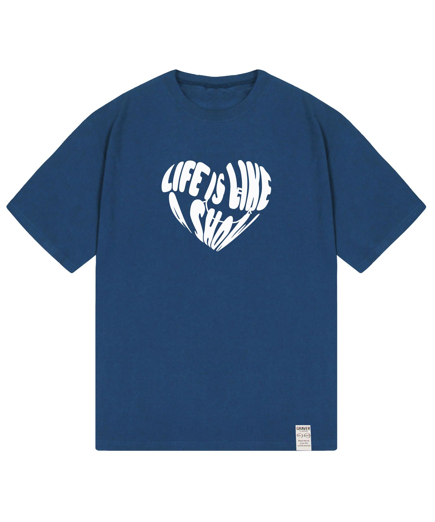 MUSINSA GRAVER [UNISEX] BIG LIFE LOGO HEART SMILE SHORT SLEEVE T
