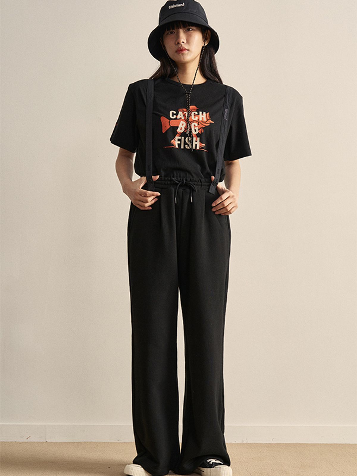 힐리먼트(HELEMENT) 여성 와이드 스웻팬츠 (Black)