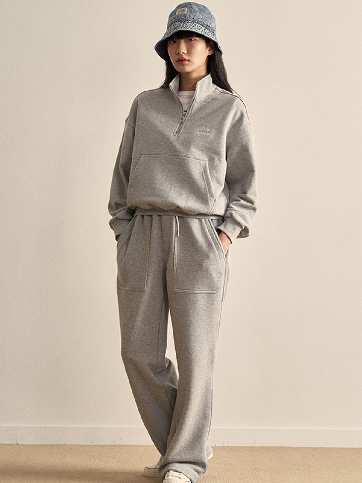 힐리먼트(HELEMENT) 여성 와이드 스웻팬츠 (M/Grey)