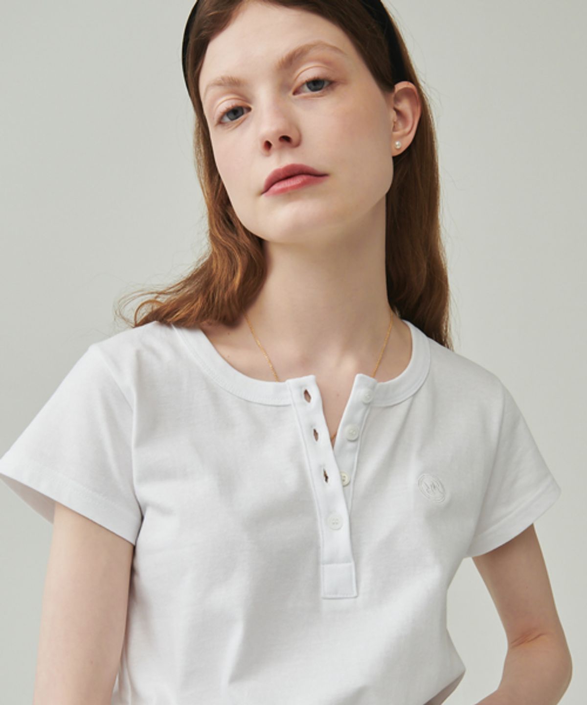 론론(RONRON) HENRYNECK HALF T SHIRT WHITE